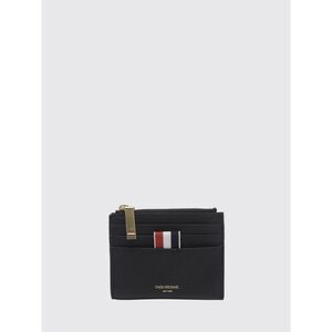 Thom Browne Men Thom Browne Pebbled Leather Card Holder With Tricolour Tab